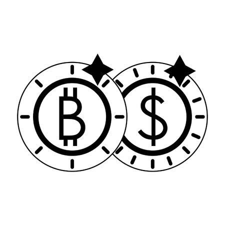 Bitcoin and money coins isolated symbols vector illustration graphic designのイラスト素材