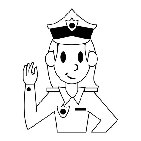 Police officer woman character  worker cartoon profile vector illustration graphic designのイラスト素材