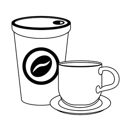 Coffee to go cup and mug on dish cartoon vector illustration graphic designのイラスト素材