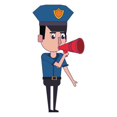 policeman working using megaphone avatar cartoon character portrait vector illustration graphic designのイラスト素材