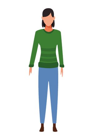 woman wearing sweater cartoon avatar character vector illustration graphic designのイラスト素材