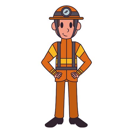 Firefighter with helmet character  worker cartoon vector illustration graphic designのイラスト素材