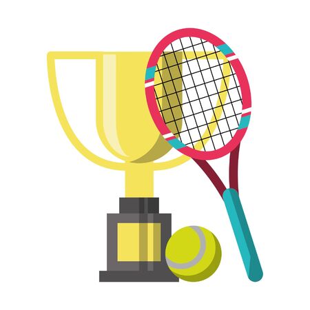 Sport championship tennis tacket and ball cartoons vector illustration graphic designのイラスト素材