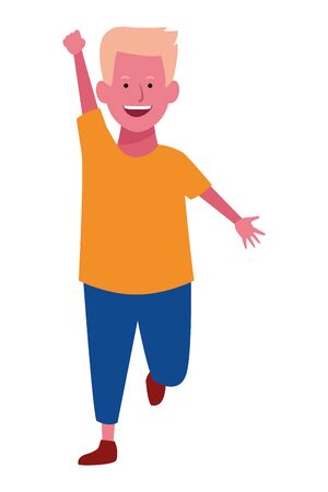 Boy greeting with hands cartoon vector illustration graphic designのイラスト素材