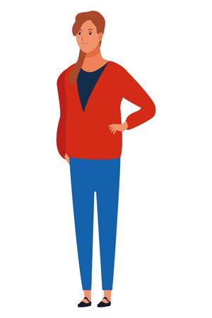 woman avatar cartoon character with fashion casual clothes cartoon isolatedのイラスト素材