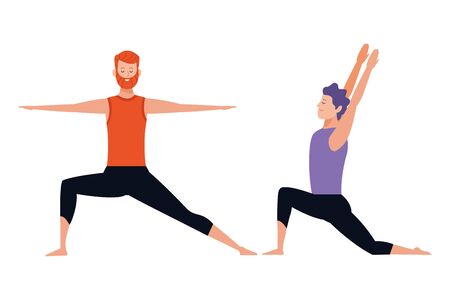 men yoga poses avatar cartoon character vector illustration graphic designのイラスト素材