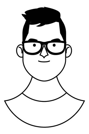 young man with glasses face cartoon vector illustration graphic designのイラスト素材