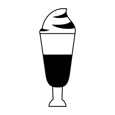coffee cafe coffee shop concept element ice drink latte tall glass cartoon vector illustration graphic design in black and whiteのイラスト素材