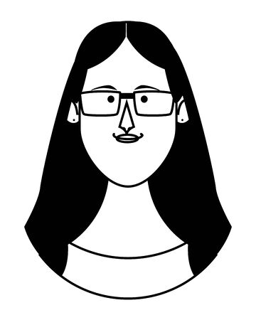 Woman with glasses face cartoon profile vector illustration graphic designのイラスト素材