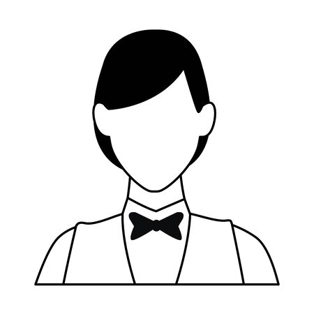 Waiter woman restaurant avatar profession vector illustration graphic designのイラスト素材