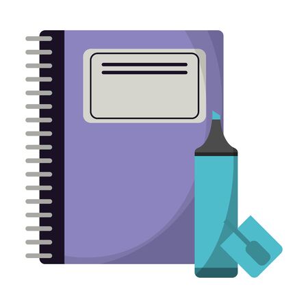 School utensils and supplies book and markerのイラスト素材