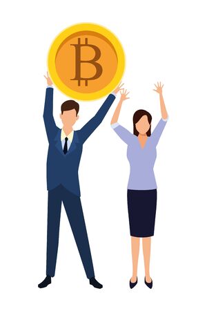 Business people with bitcoins avatars vector illustration graphic designのイラスト素材