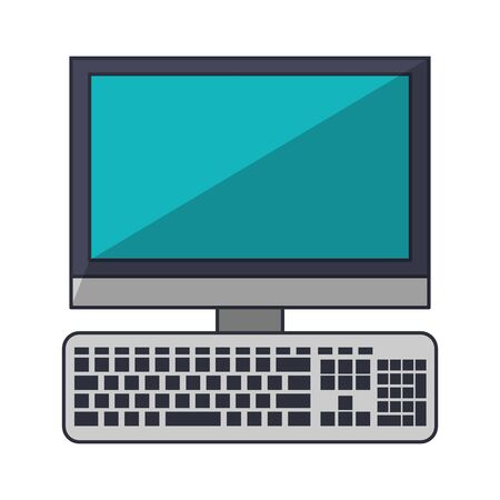 technology device computer with keyboard cartoon vector illustration graphic designのイラスト素材