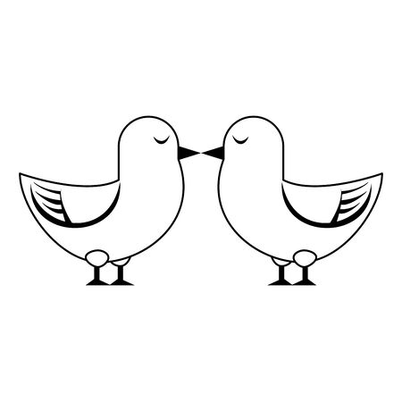Cute birds kiss cartoon isolated vector illustration graphic designのイラスト素材