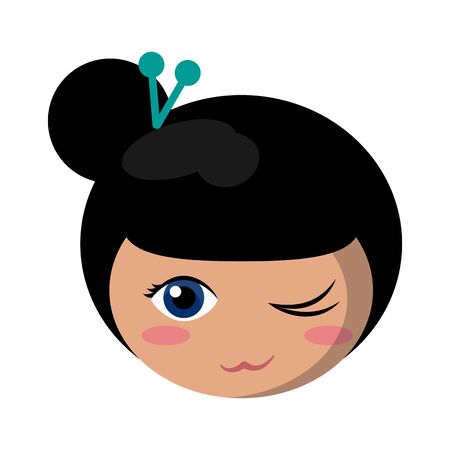 Japanese girl face cute cartoon vector illustration graphic designのイラスト素材
