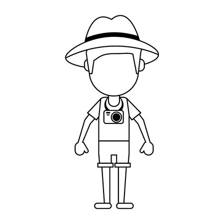 Tourist man with hat and camera avatar vector illustration graphic designのイラスト素材
