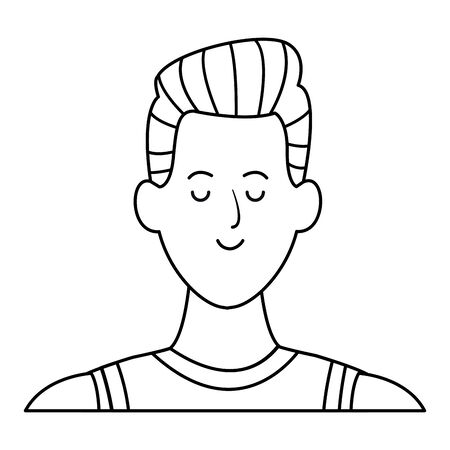 man portrait avatar cartoon character black and white isolated vector illustration graphic designのイラスト素材
