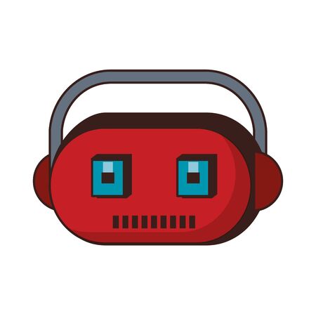 Robot funny character cartoon head isolated vector illustration graphic designのイラスト素材