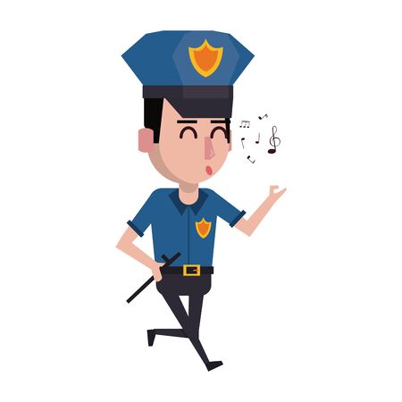 policeman working and whistling avatar cartoon character portrait vector illustration graphic designのイラスト素材