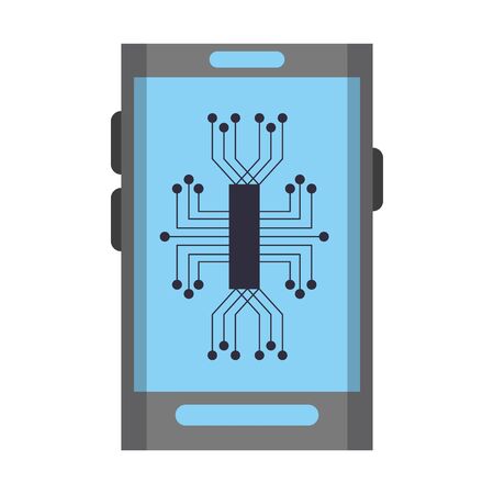 cellphone with electronic circuit icon cartoon isolated vector illustration graphic designのイラスト素材