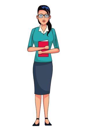 businesswoman avatar cartoon character wearing sweater and skirt vector illustration graphic designのイラスト素材