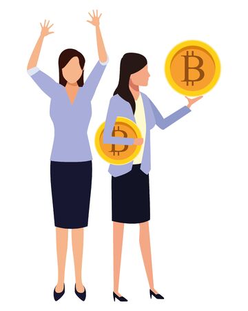 Business people with bitcoins avatars vector illustration graphic designのイラスト素材