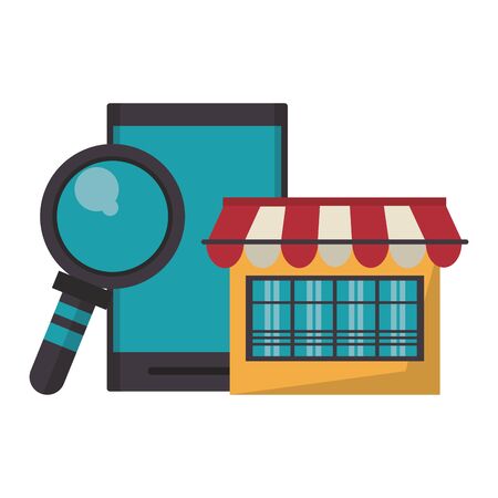 online shopping smartphone concept cartoon vector illustration graphic designのイラスト素材