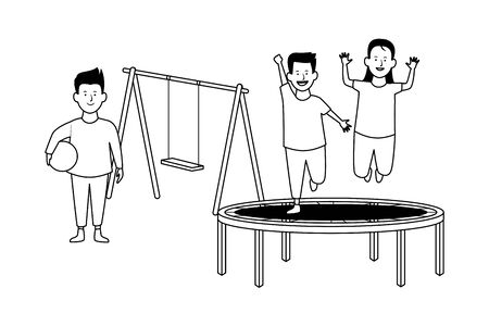 Kids playing with funny playground games vector illustration garphic designのイラスト素材