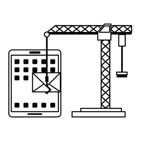 Tablet operative system under construction with settings symbols vector illustration graphic designのイラスト素材
