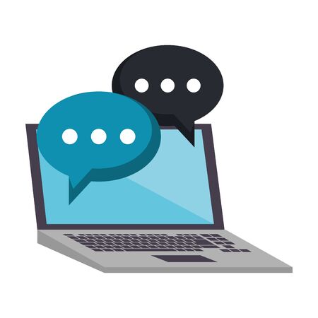Laptop with chat bubbles symbols vector illustration graphic designのイラスト素材