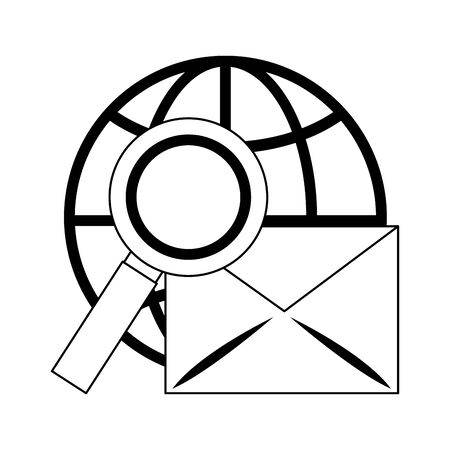 Email and magnifying glass global sphere vector illustration graphic designのイラスト素材