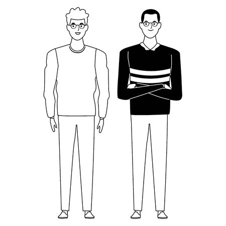 men avatar cartoon character  with fashion casual clothes vector illustration graphic designのイラスト素材