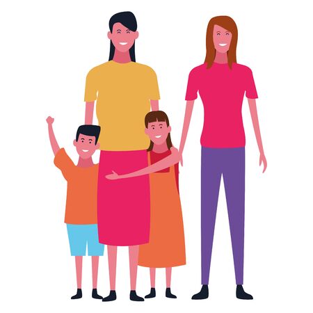Family mothers and son with daughter vector illustration graphic designのイラスト素材