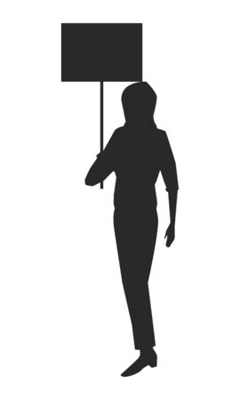 social activity and public protest woman raising a sign silhouette avatar cartoon character vector illustration graphic designのイラスト素材