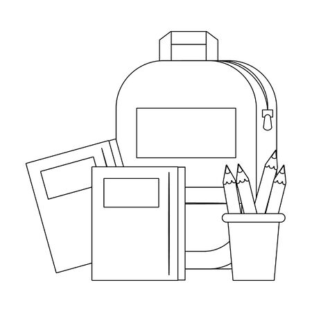 Back to school utensils books backpack and colours pencils cartoons vector ilustration graphic design vector illustration graphic designのイラスト素材
