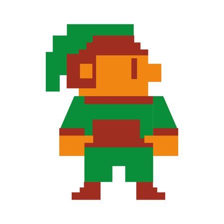 Videogame pixelated elf character isolated vector illustration graphic designのイラスト素材