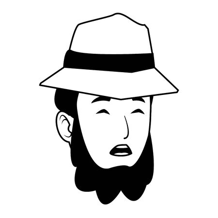 Man with beard smiling with summer hat vector illustration graphic designのイラスト素材