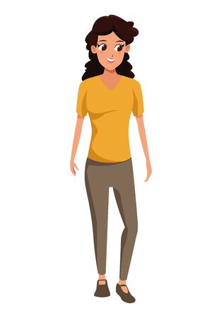 Young woman smiling with casual clothes cartoon vector illustration graphic design.のイラスト素材