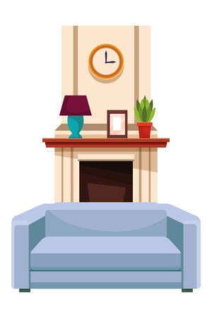 House chimney with sofa armchair furniture vector illustration graphic designのイラスト素材