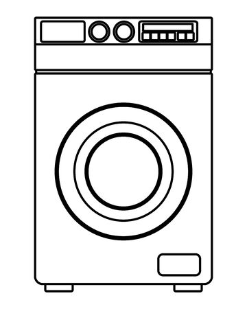 laundry wash and cleaning washing machine icon cartoon in black and white vector illustration graphic designのイラスト素材