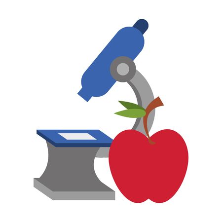 Back to school education microscope and apple cartoons vector illustration graphic designのイラスト素材