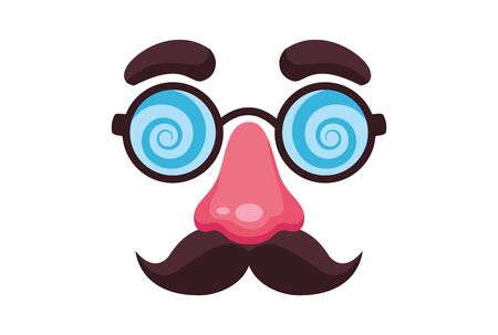 fake mustache nose and glasses mask icon cartoon isolated vector illustration graphic designのイラスト素材