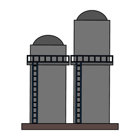 oil refinery gas factory industry petrochemical petroleum storage tanks plant cartoon vector illustration graphic designのイラスト素材