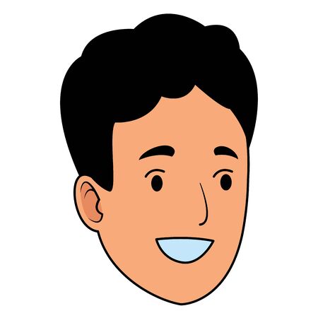 Young man smiling face cartoon vector illustrationのイラスト素材