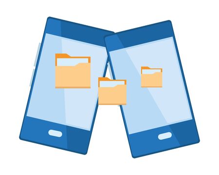 cellphone communication mobile with documents folder icon cartoonのイラスト素材
