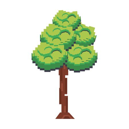 Retro videogame tree pixelated cartoon isolated vector illustration graphic designのイラスト素材