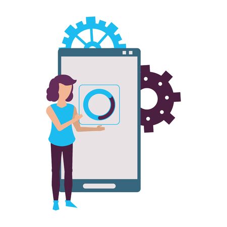 technology smartphone user making support and maintenance loading icon cartoon vector illustration graphic designのイラスト素材