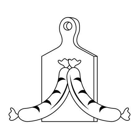 Barbecue food sausages in table isolated vector illustration graphic designのイラスト素材