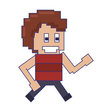 Retro videogame smiling guy characeter pixelated cartoon vector illustration graphic designのイラスト素材