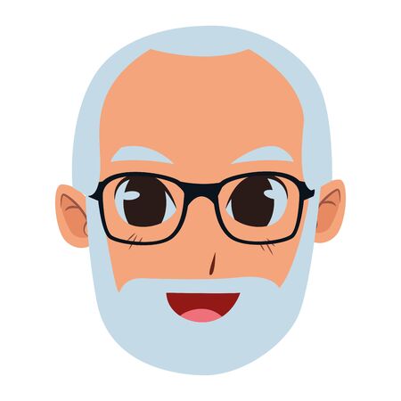 old man smiling and happy portrait isolated vector illustration graphic designのイラスト素材